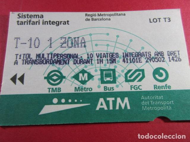 Collectables Transport Tickets: ref: TARMAGATM -1 TARJETA T-10 1 ZONA SERIE T3 - COL. MAGNETICA ATM BARCELONA LEER INTERIOR