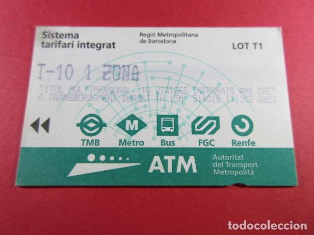 Collectables Transport Tickets: ref: TARMAGATM -1 TARJETA T-10 1 ZONA SERIE T1 - COL. MAGNETICA ATM BARCELONA LEER INTERIOR