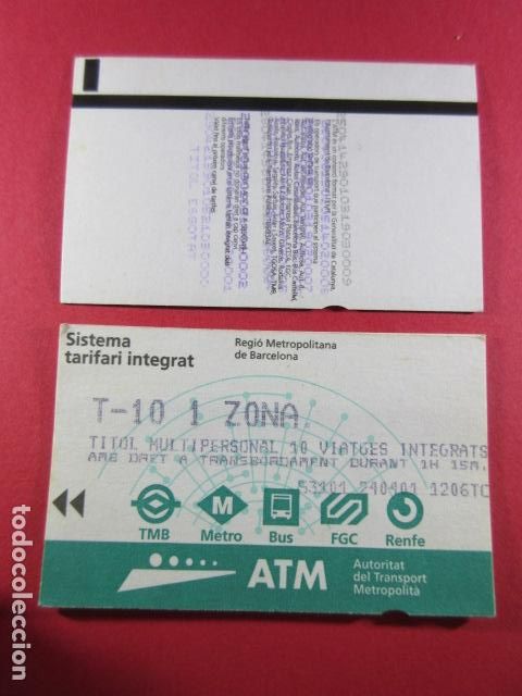 Collectables Transport Tickets: ref: TARMAGATM -1 TARJETA T-10 1 ZONA SIN SERIE VER Z - COL. MAGNETICA ATM BARCELONA LEER INTERIOR