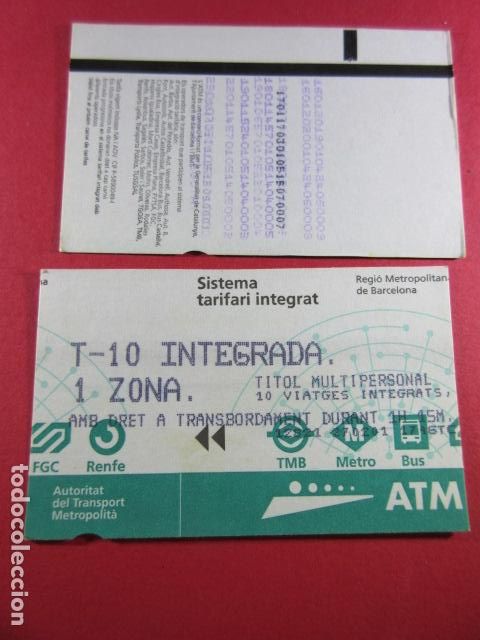 Collectables Transport Tickets: ref: TARMAGATM -1 TARJETA T-10 INTEGRADA 1 ZONA MODELO1 COL. MAGNETICA ATM BARCELONA LEER INTERIOR