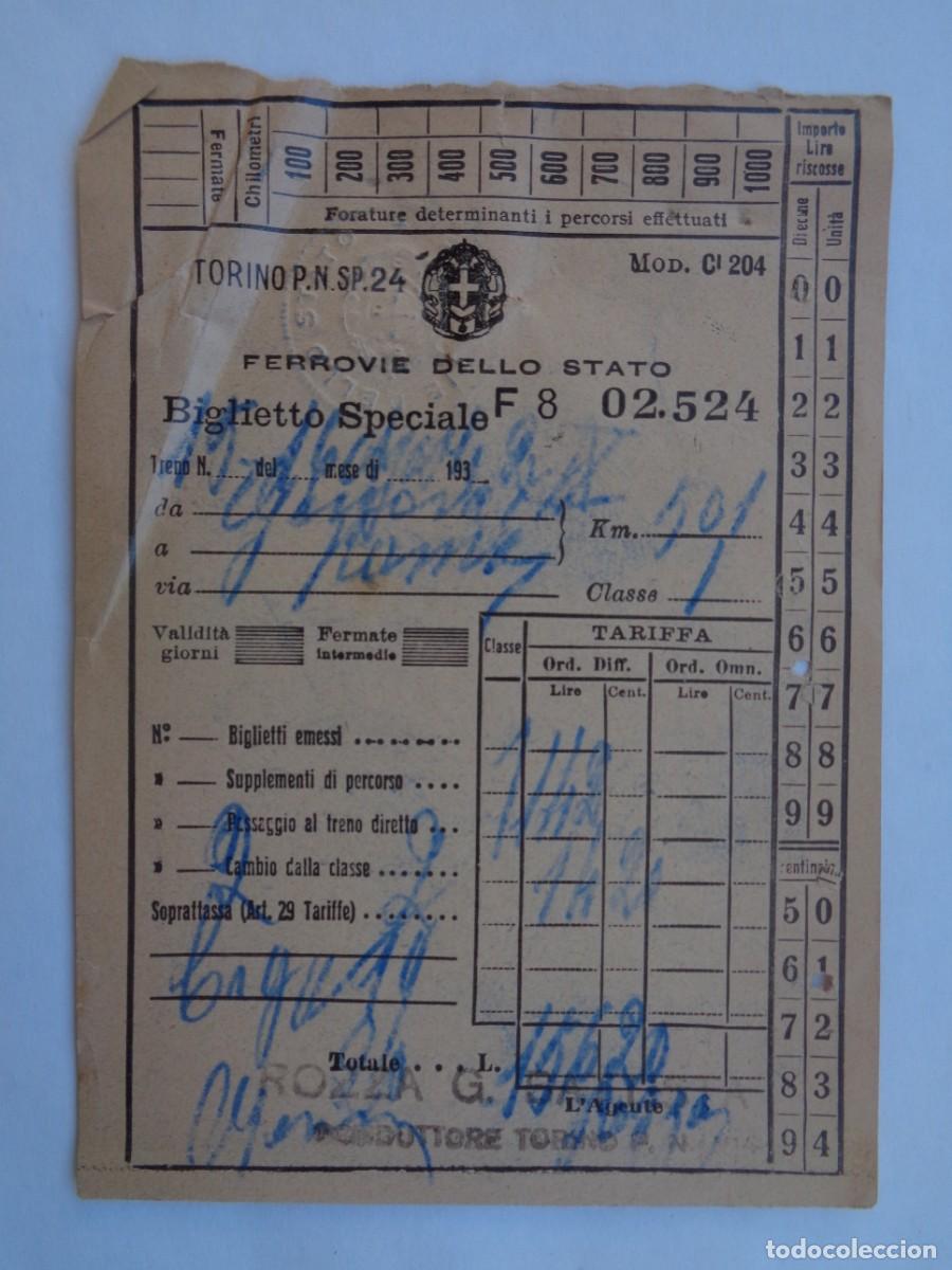 Coleccionismo Billetes de transporte: BILLETE DE TREN DE ITALIA A&Ntilde;OS 30 , ESPECIAL . FERROVIE DELLO STATO, BIGLIETTO SPECIALE