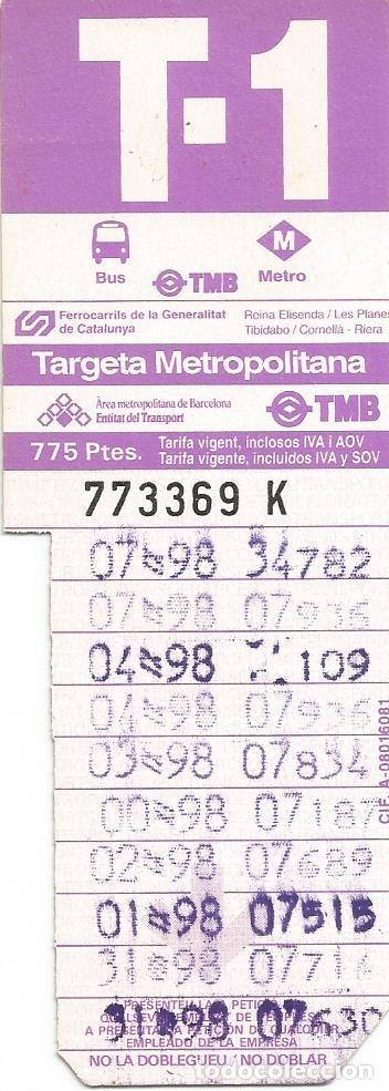 Coleccionismo Billetes de transporte: Tarjeta Transportes de Barcelona. 10 viajes. A&ntilde;o 1998