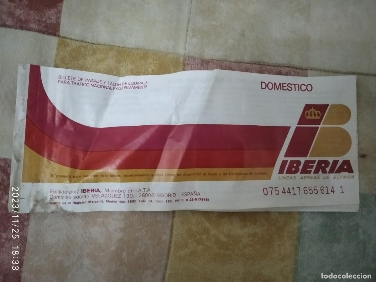 Coleccionismo Billetes de transporte: Antigua tarjeta embarque billete pasaje talon equipaje Aerol&iacute;neas IBERIA Espa&ntilde;a