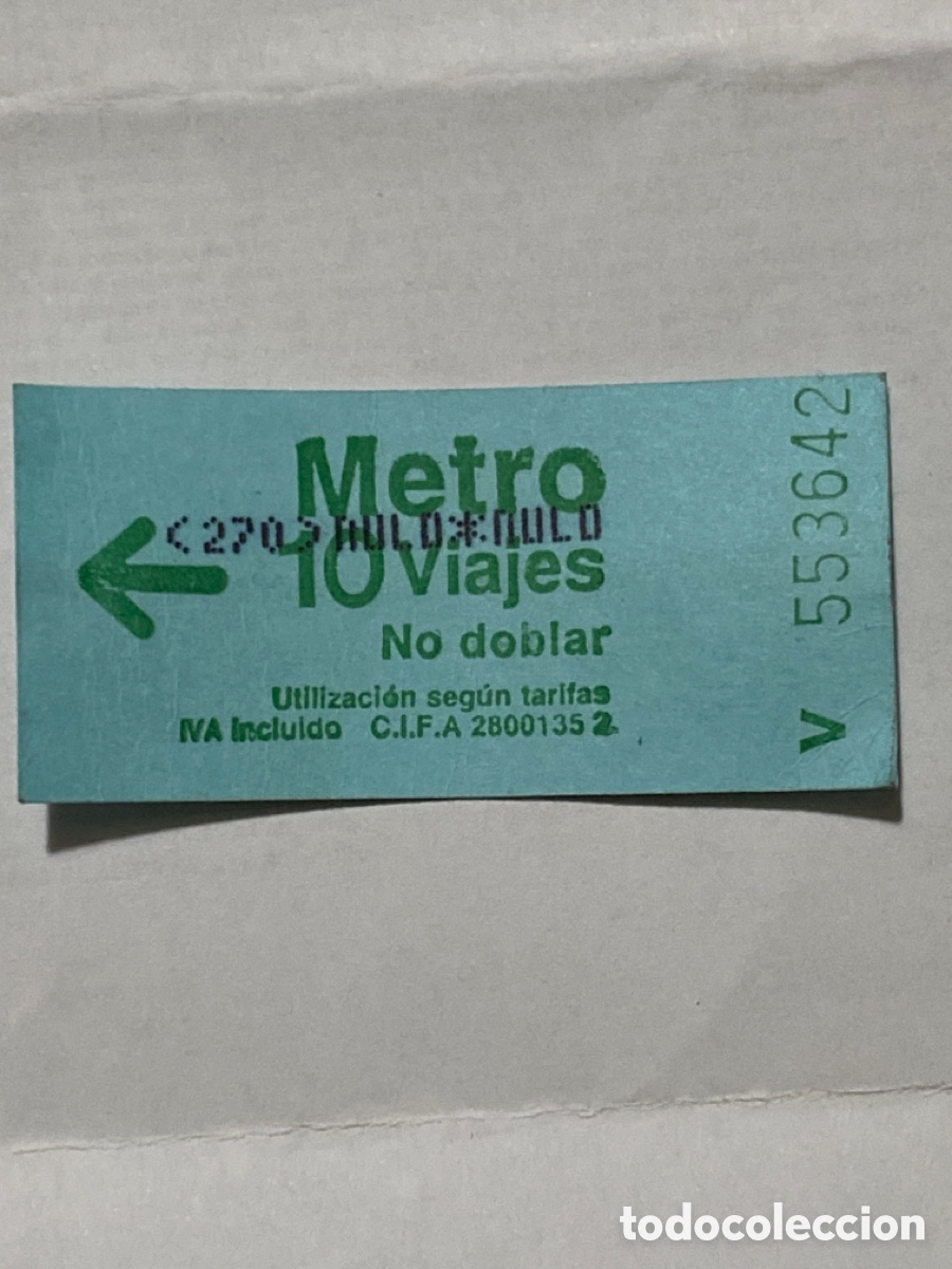 Coleccionismo Billetes de transporte: Entrada Metro 10 viajes