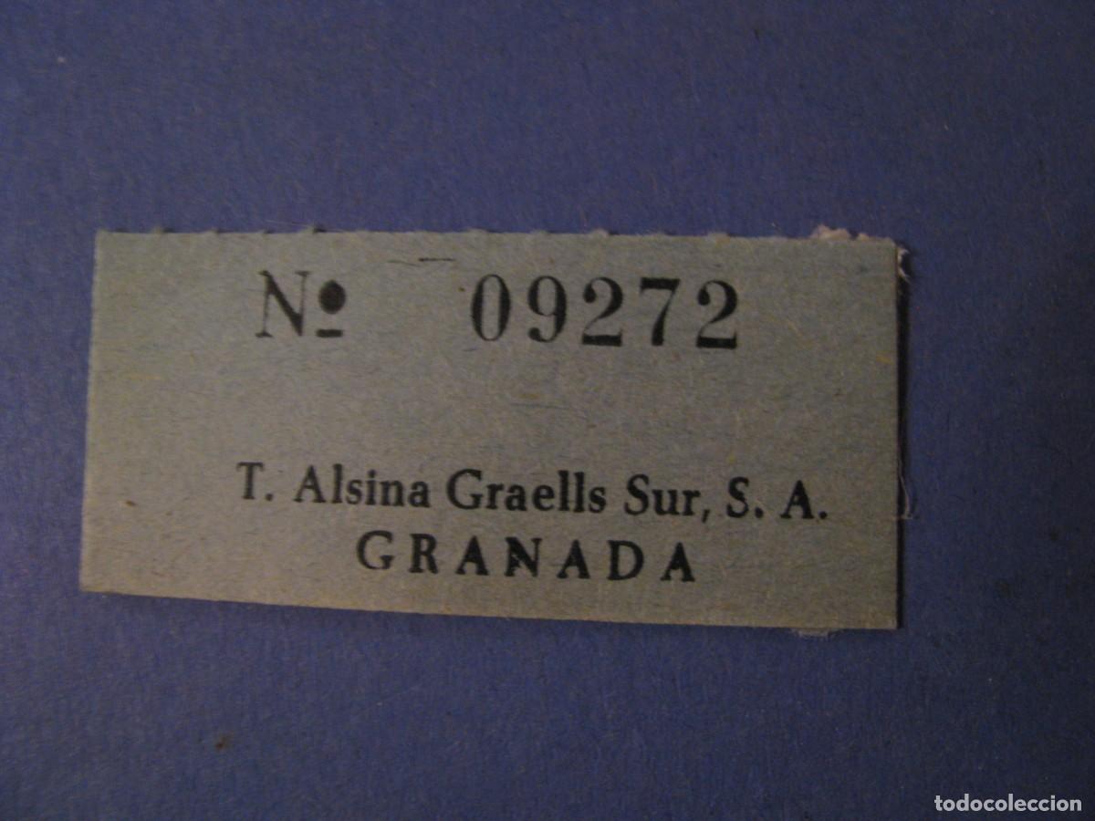 Coleccionismo Billetes de transporte: BILLETE DE AUTOBUS. ALSINA GRAELLS. GRANADA.