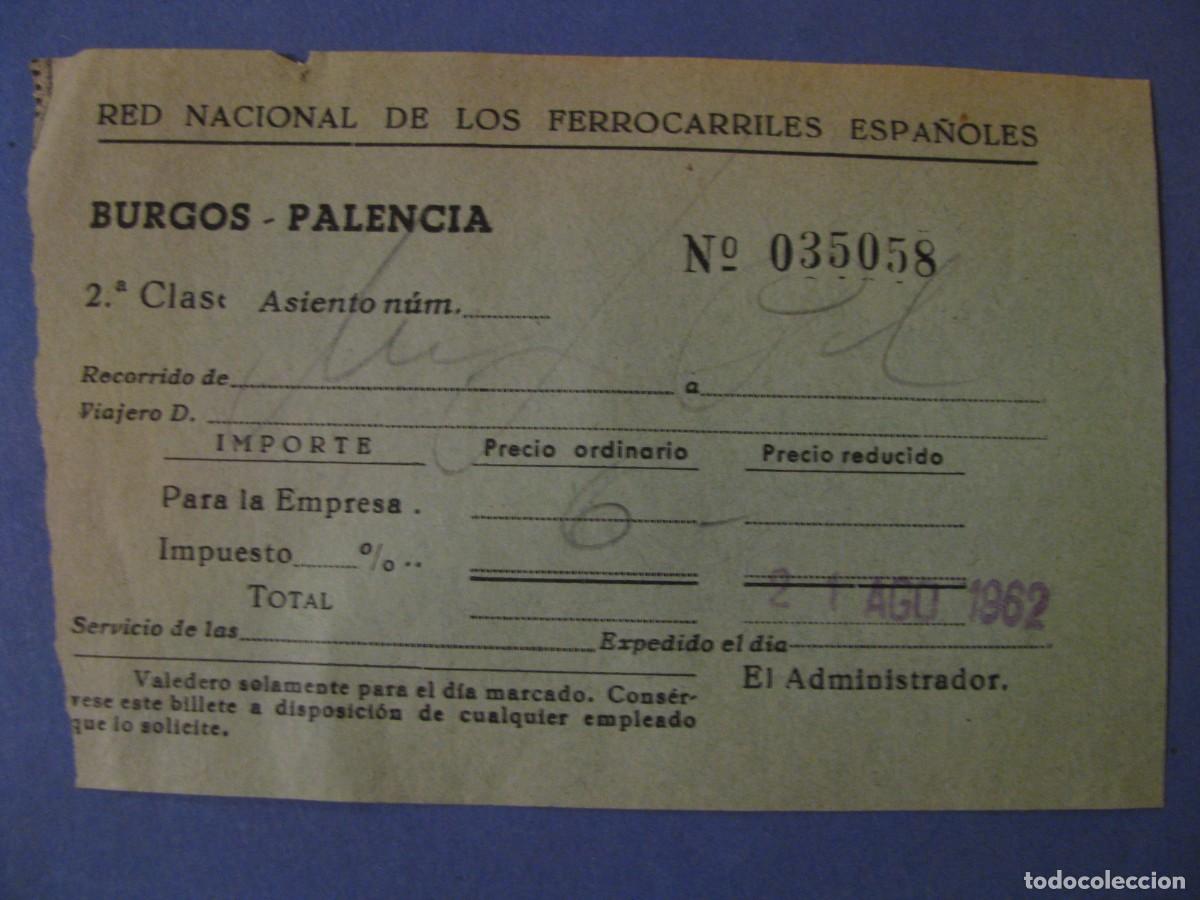 Sammeln von Fahrkarten: BILLETE DE TREN. BURGOS - PALENCIA. 1962.