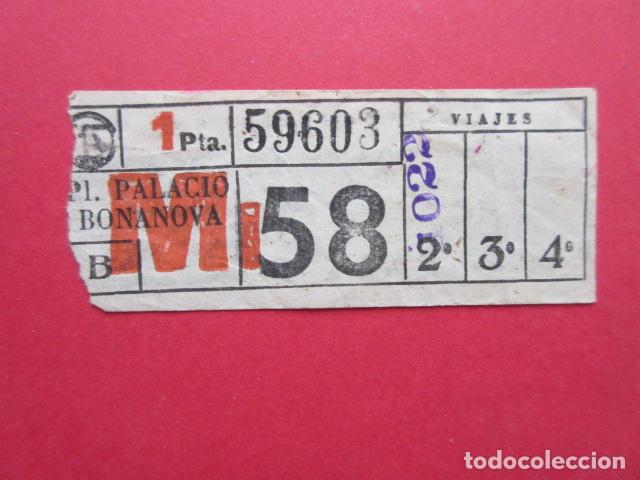 Coleccionismo Billetes de transporte: BILLETE TRANVIAS DE BARCELONA DIAS SEMANA LINEAS - 58 MI MIERCOLES
