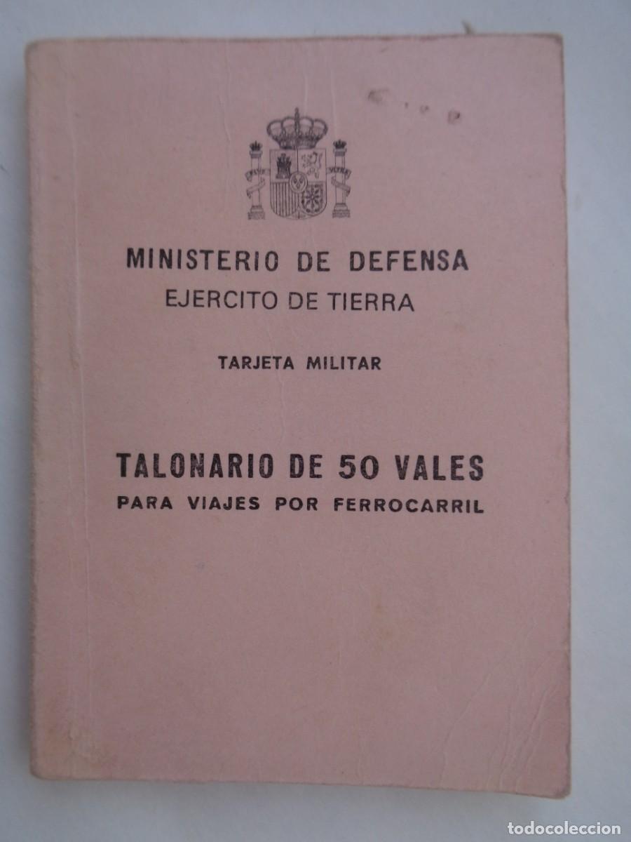 Coleccionismo Billetes de transporte: MINISTERIO DE DEFENSA : TALONARIO VALES VIAJES FERROCARRIL DE COMANDANTE. SEVILLA 1986