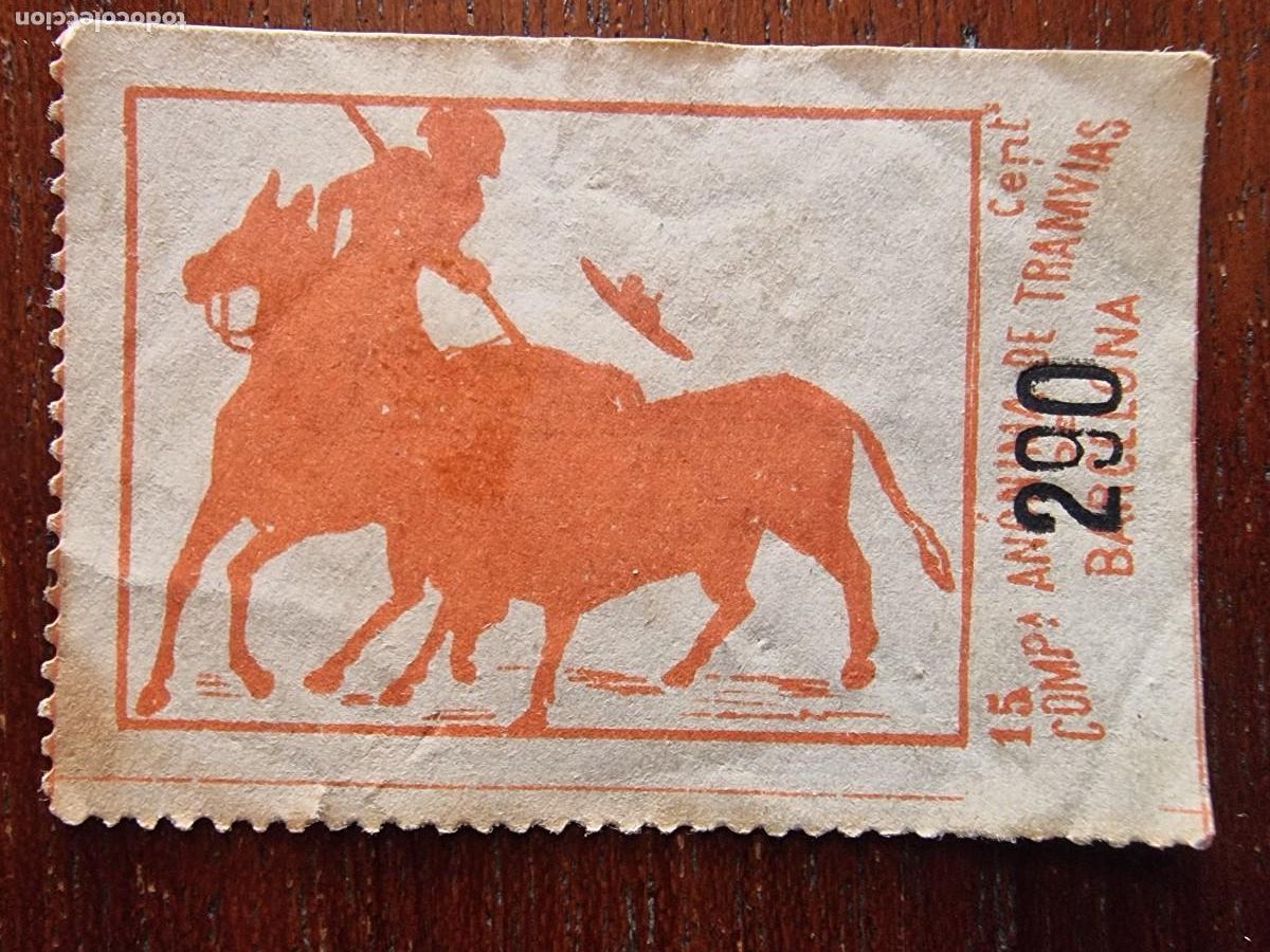 Coleccionismo Billetes de transporte: Billete Tranvia.290 Compa&ntilde;ia Anonima Tramvia Barcelona.Sombras Chinescas.15 cents.