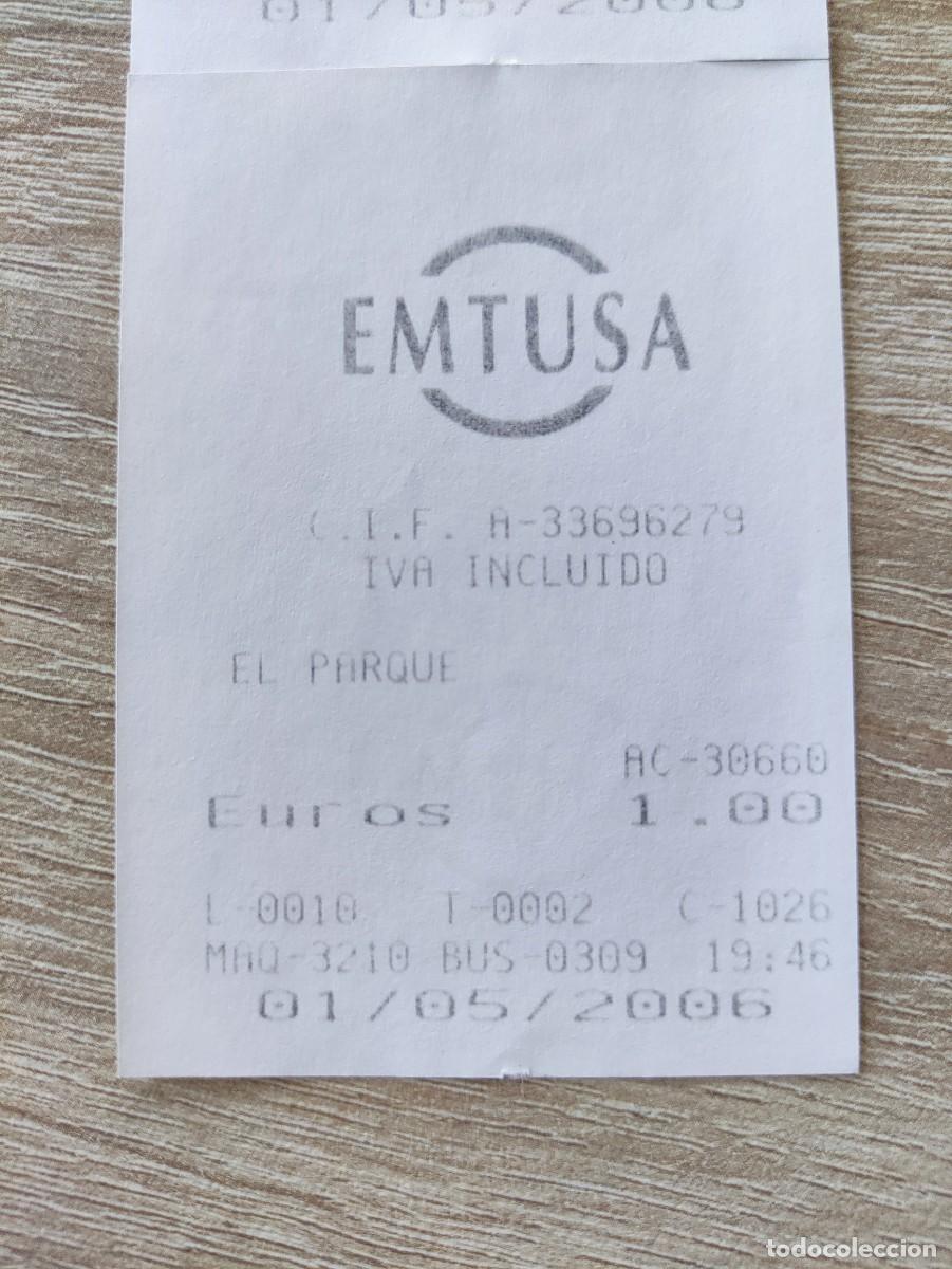 Coleccionismo Billetes de transporte: BILLETE AUTOBUS -EMTUSA GIJON ASTURIAS -EL PARQUE 2006-papel termico (PIERDE NITIDEZ EN EL TIEMPO)