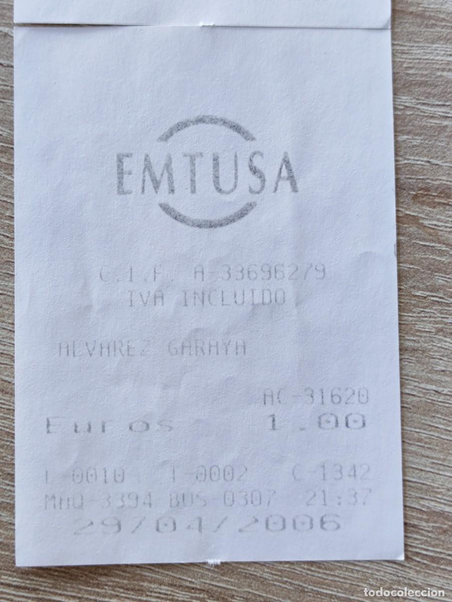 Coleccionismo Billetes de transporte: BILLETE AUTOBUS -EMTUSA GIJON ASTURIAS -ALV. GARAYA 2006-papel termico (PIERDE NITIDEZ EN EL TIEMPO)