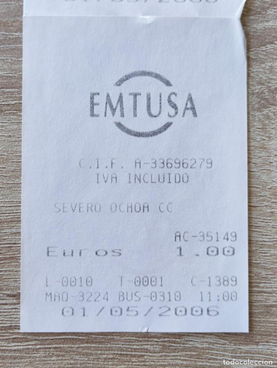 Coleccionismo Billetes de transporte: BILLETE AUTOBUS -EMTUSA GIJON ASTURIAS-SEVERO OCHOA 2006-papel termico (PIERDE NITIDEZ EN EL TIEMPO)
