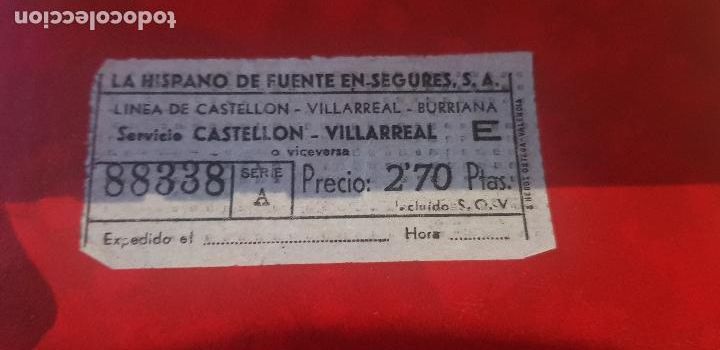 Collectables Transport Tickets: BILLETE DE AUTOBUS,LA HISPANO DE FUENTE EN SEGURES S..A.(HIFE) A&Ntilde;O 1964