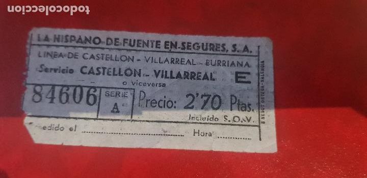 Collectables Transport Tickets: BILLETE DE AUTOBUS,LA HISPANO DE FUENTE EN SEGURES S..A.(HIFE) A&Ntilde;O 1964