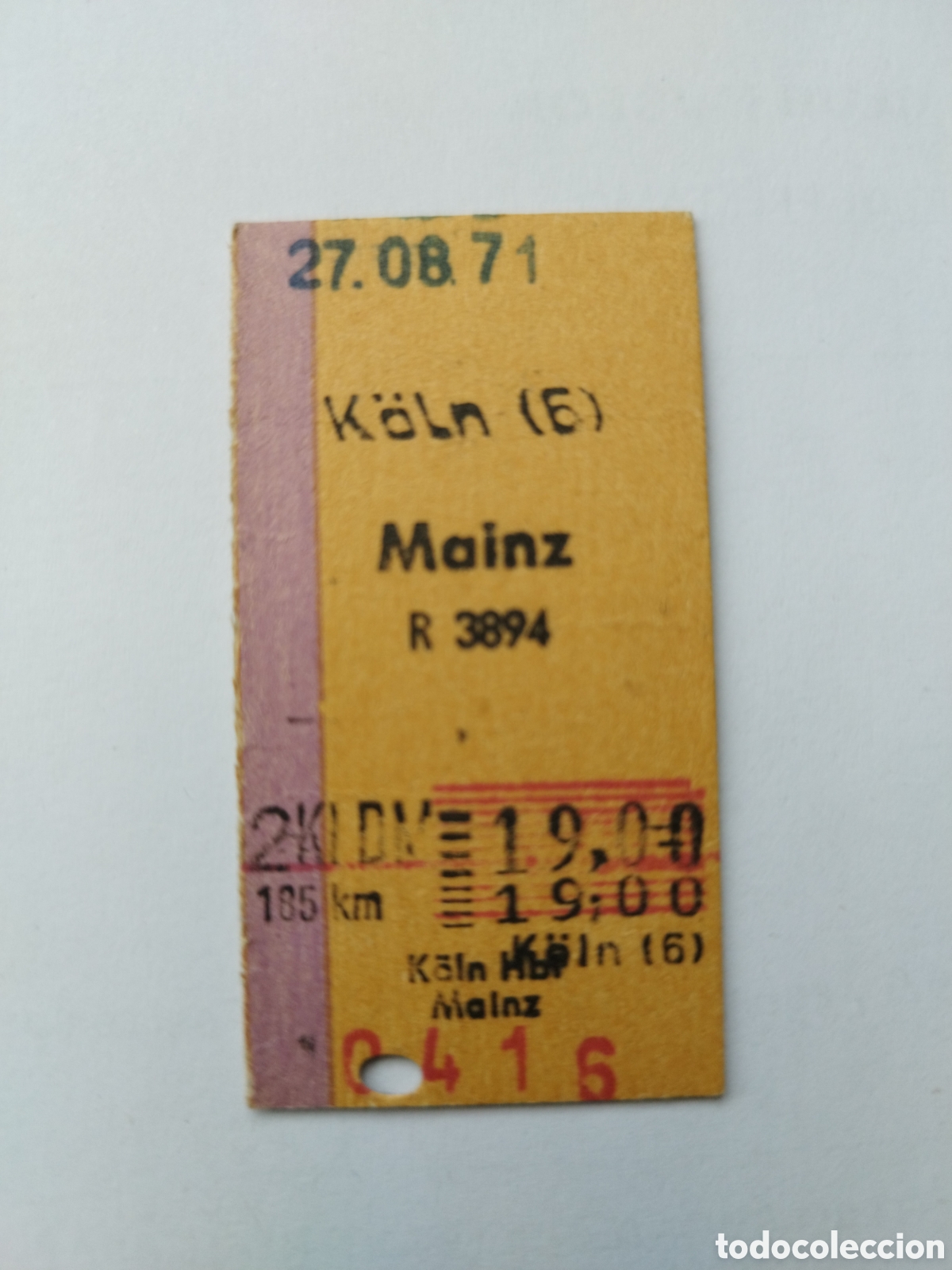 Collectables Transport Tickets: Billete de tren Alemania Koln Colonia agosto 1971 carton