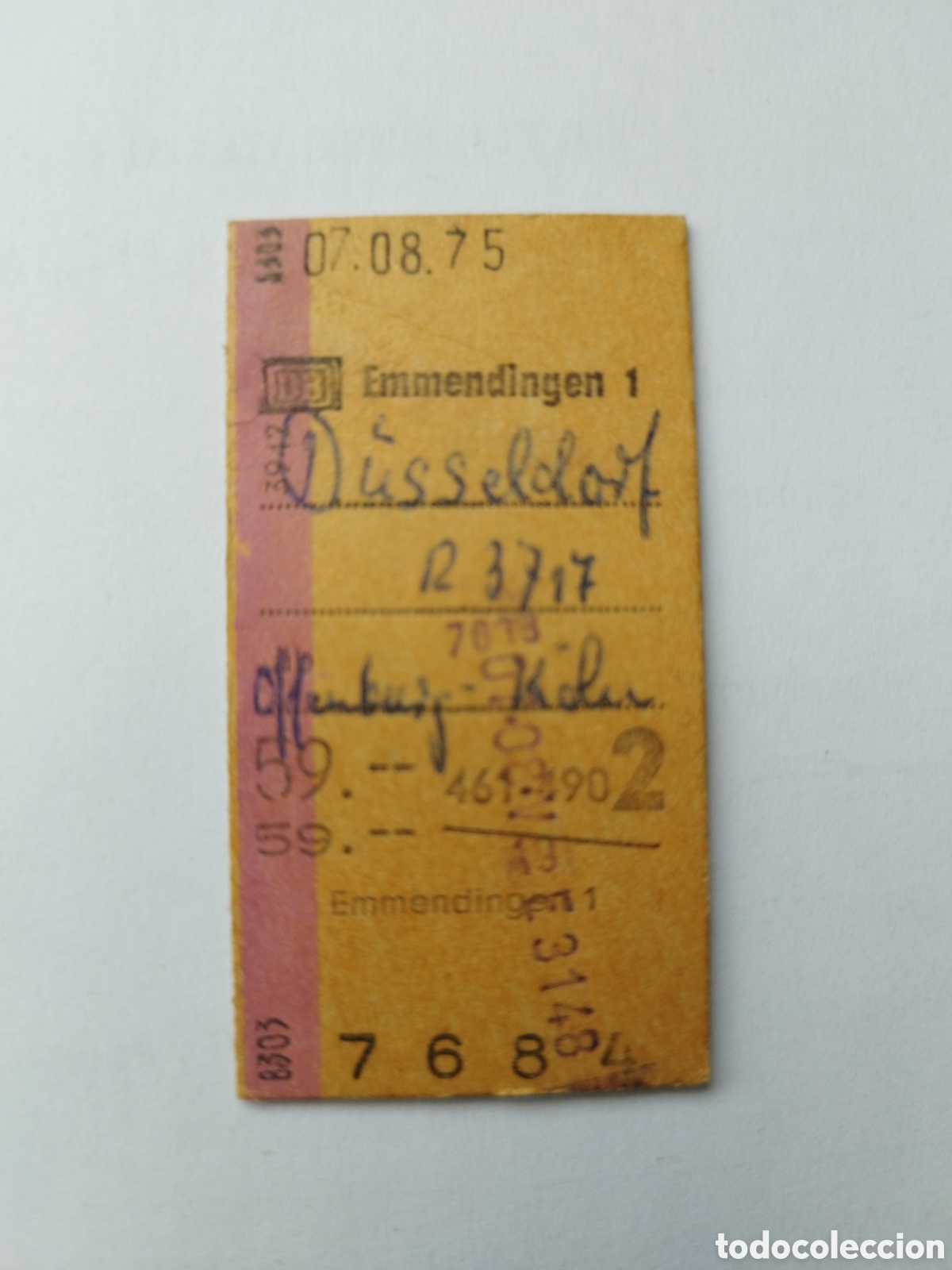 Collectables Transport Tickets: Billete de tren Alemania Dusseldorf agosto 1975 carton