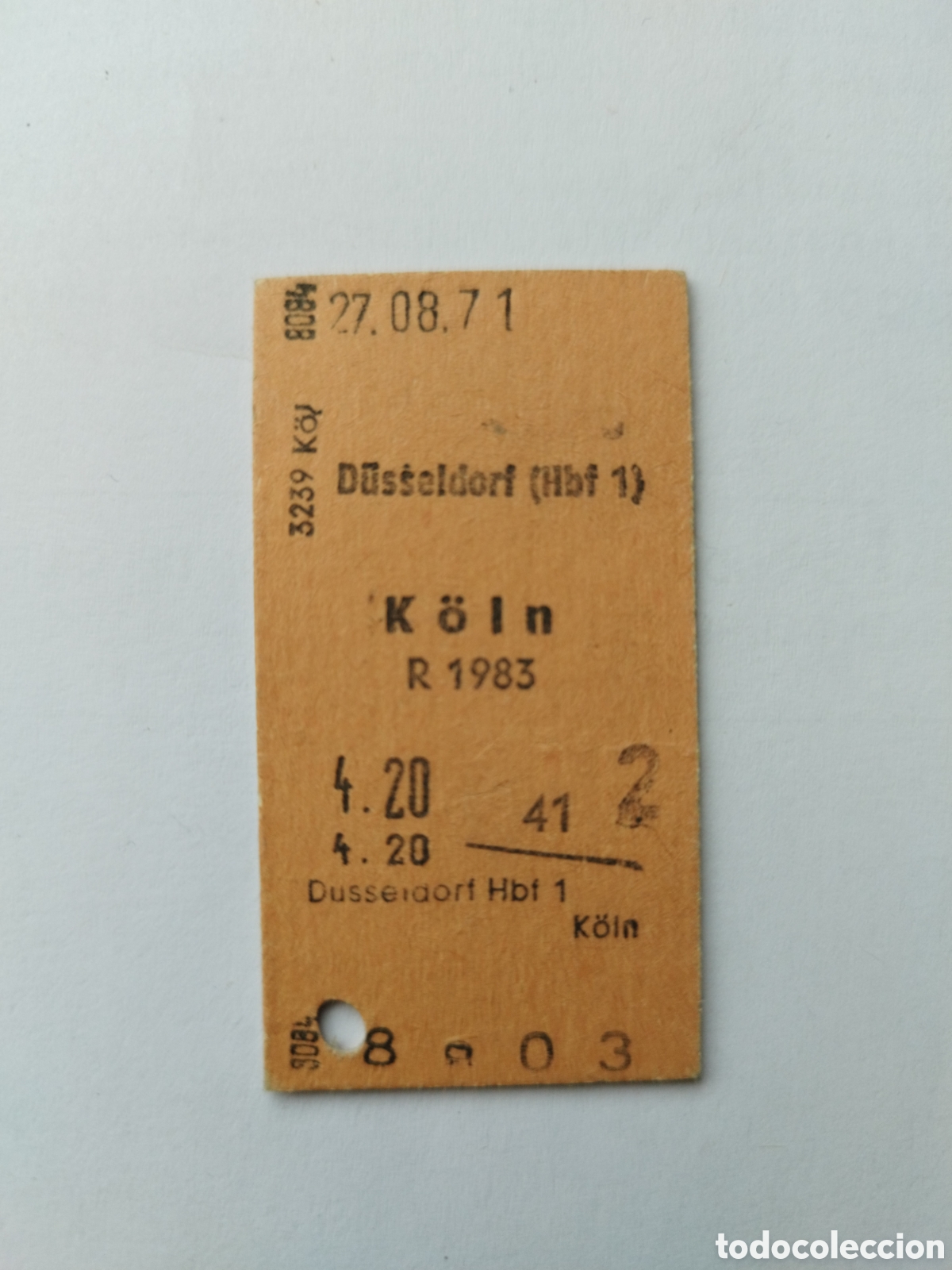Collectables Transport Tickets: Billete de tren Alemania D&uuml;seldorf K&ouml;ln agosto 1971 carton