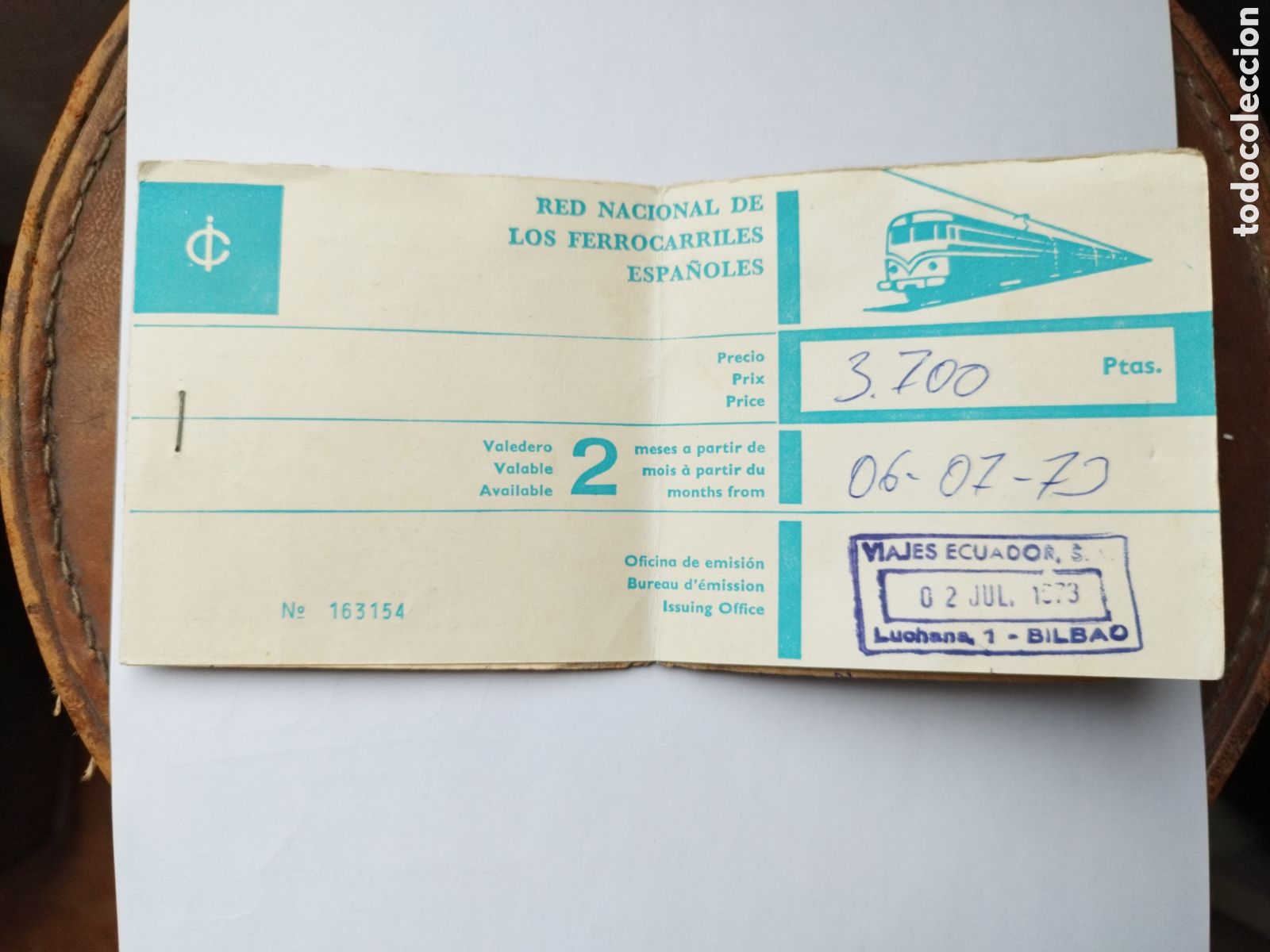 Collectables Transport Tickets: Billete de tren Hendaya Alemania D&uuml;seldorf julio 1973 Red Nacional ferrocarriles espa&ntilde;oles