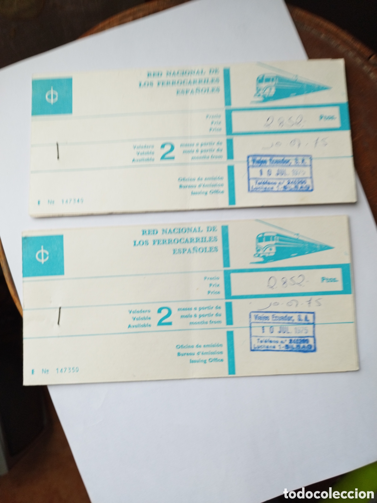 Collectables Transport Tickets: Lote de 2 Billete de tren Dusseldorf Alemania a Irun julio 1975 Red Nacional ferrocarriles espa&ntilde;oles