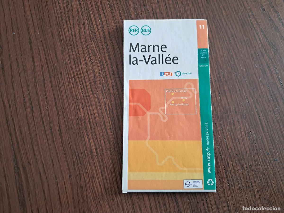 Coleccionismo Billetes de transporte: folleto tur&iacute;stico, con recorridos bus-tren, zona Marne La-Vall&eacute;e, Francia.