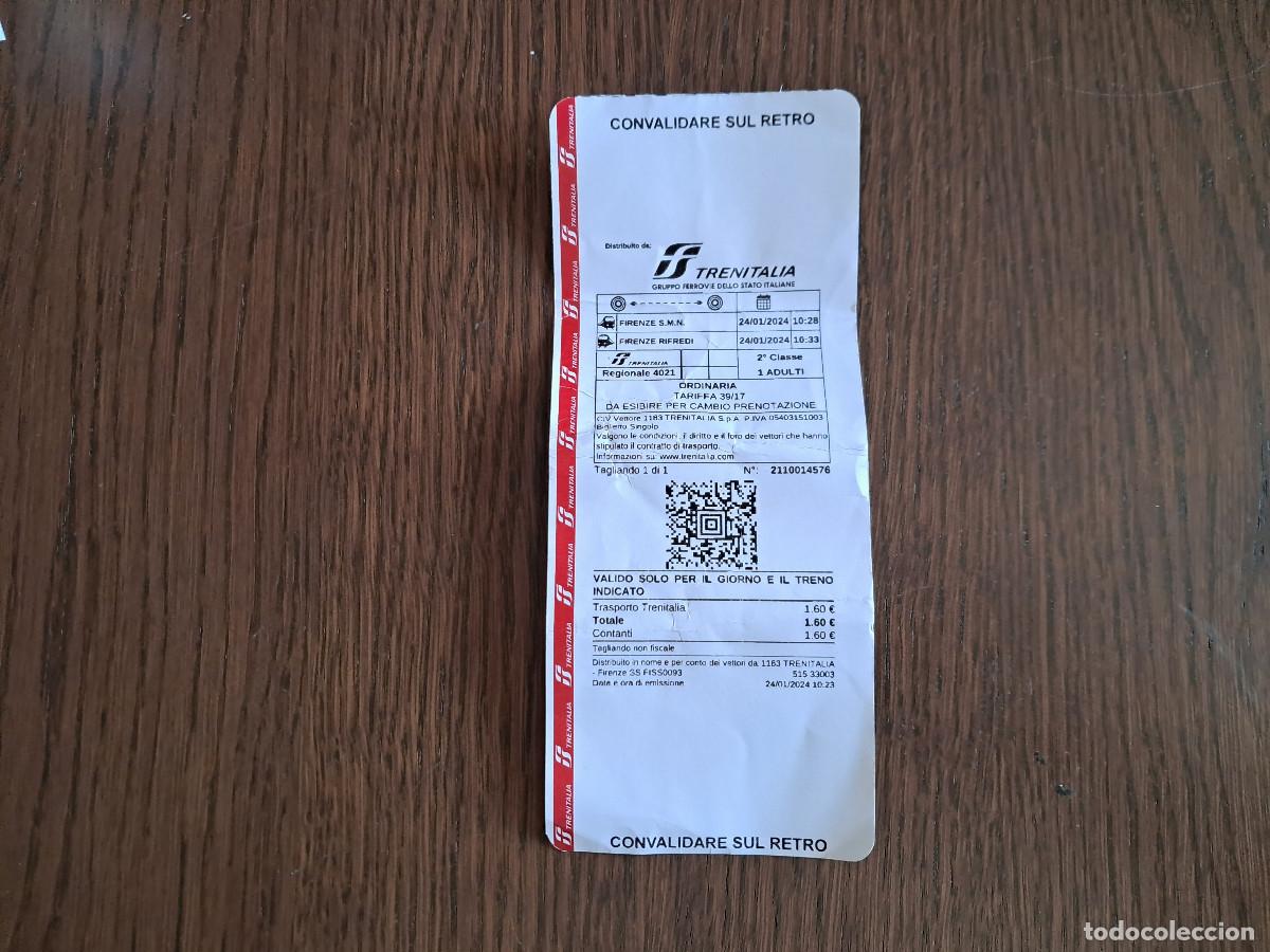 Collectables Transport Tickets: ticket, billete de transporte, trenitalia, tren Florencia, a&ntilde;o 2024