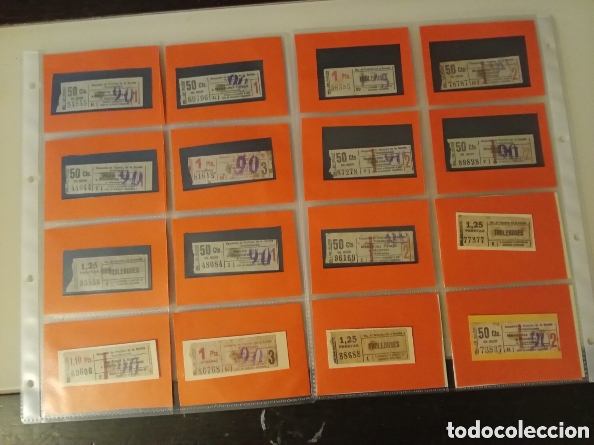 Collectables Transport Tickets: Colecci&oacute;n 16 billetes capic&uacute;as troleb&uacute;s Coru&ntilde;a a&ntilde;os cincuenta