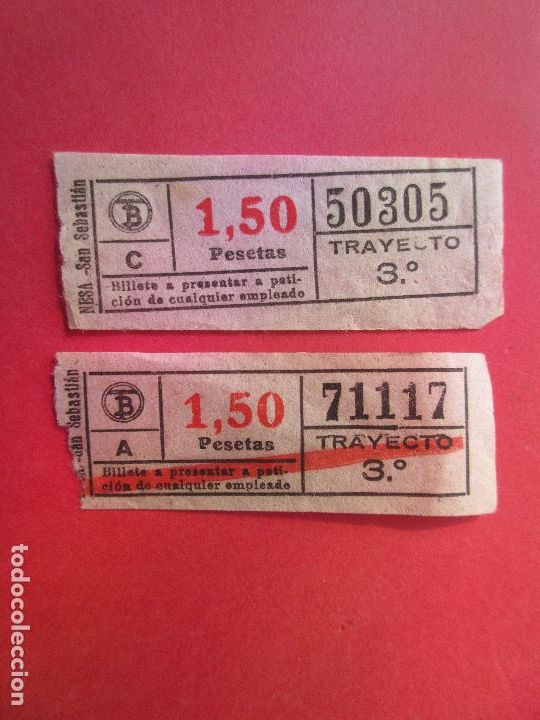 Collectables Transport Tickets: 2 BILLETE CAPICUA 50305 71117 - TB TRANVIAS DE BARCELONA - 1.50 PESETA TRAYECTO 3