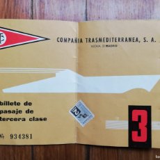 Coleccionismo Billetes de transporte: BILLETE COMPAÑÍA TRASMEDITERRANEA SA. PASAJE TERCERA CLASE