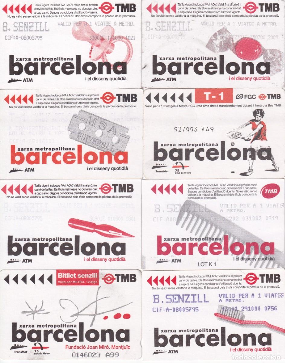 Collectables Transport Tickets: LOTE DE 8 BILLETES DE TRANSPORTE DEL METRO DE BARCELONA - TMB