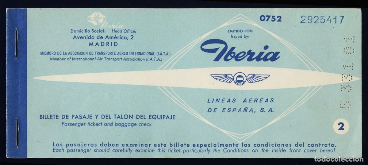 Collectables Transport Tickets: BILLETE DE AVI&Oacute;N - IBERIA BARCELONA-VALENCIA 1960