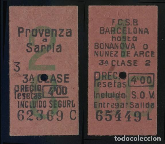 Collectables Transport Tickets: DOS BILLETES DE CART&Oacute;N DEL LLAMADO &rdquo;TREN DE SARRI&Agrave;&rdquo; - BARCELONA 1973