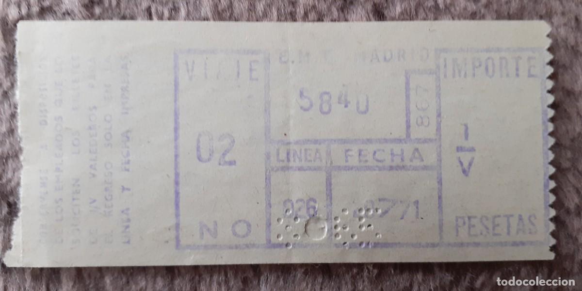 Collectables Transport Tickets: Billete EMT Madrid 1971 autob&uacute;s viaje