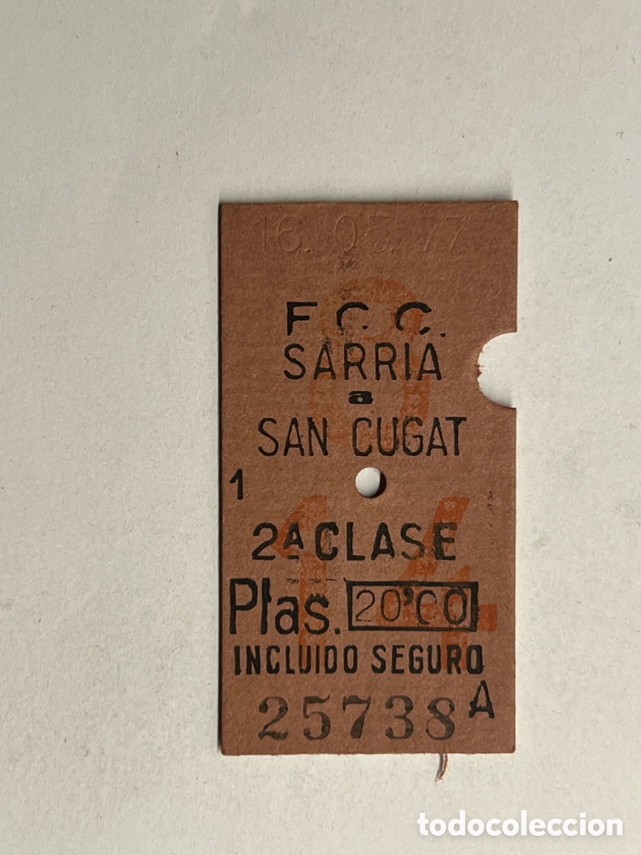 Collectables Transport Tickets: BILLETE FERROCARRIL DE CATALU&Ntilde;A. Sarria a San Cugat (h.1970?)