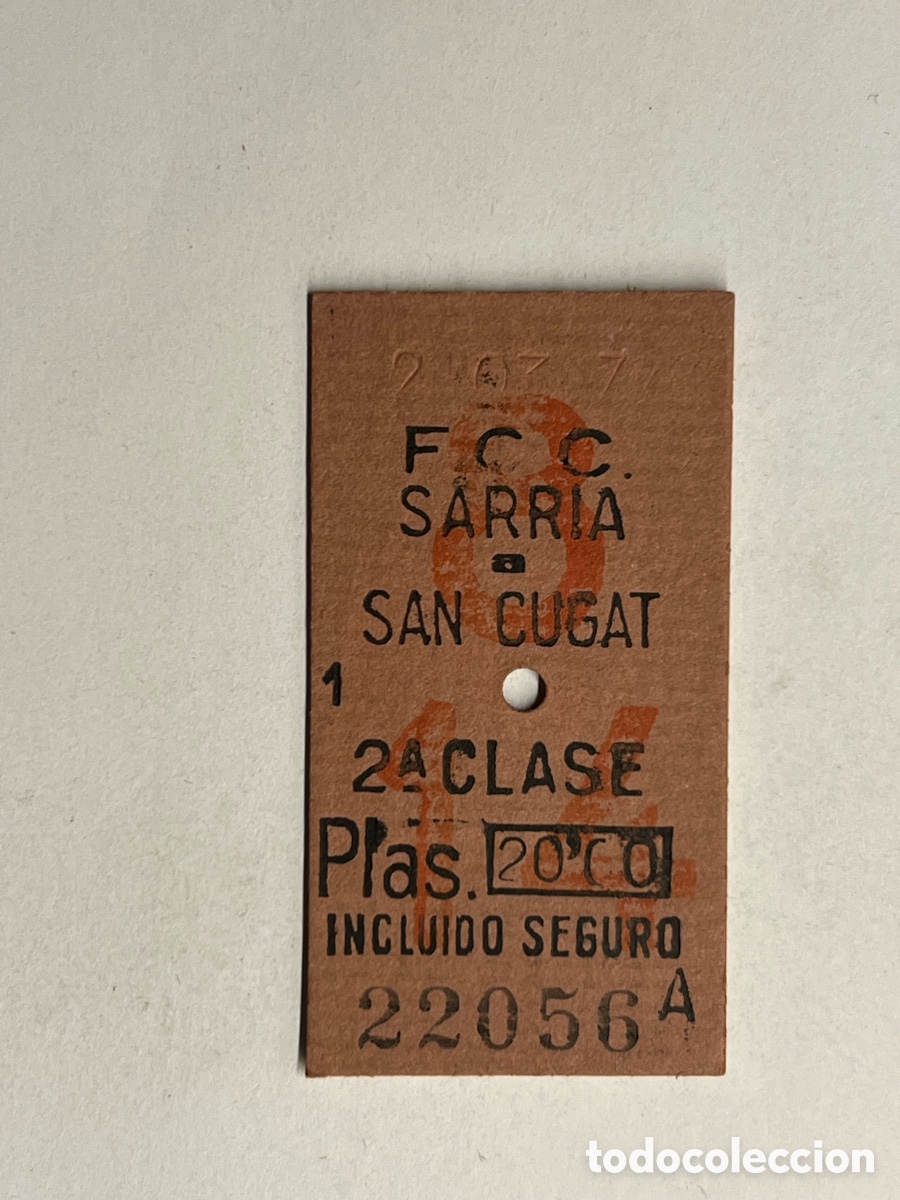 Collectables Transport Tickets: BILLETE FERROCARRIL DE CATALU&Ntilde;A. Sarria a San Cugat (h.1970?)
