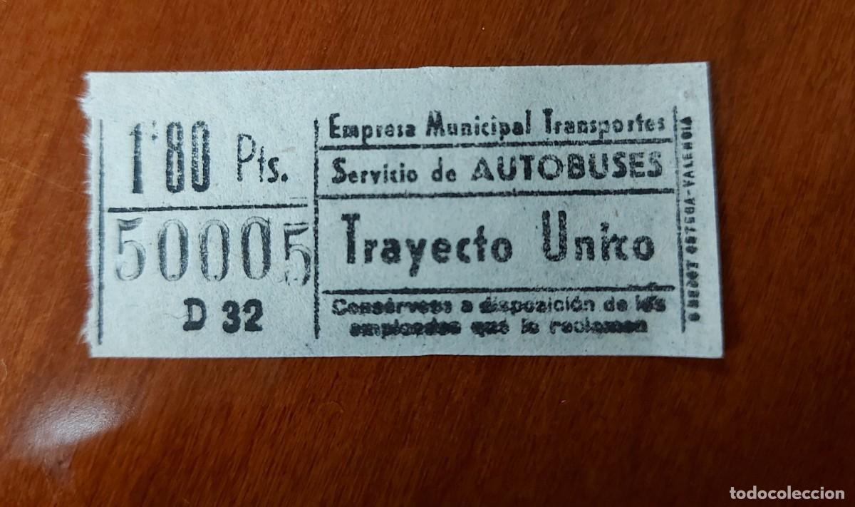 Collectables Transport Tickets: Billete Servicio de Autobuses Empresa Municipal de Transportes Nebot Ortega Valencia D32