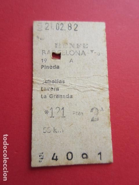 Collectables Transport Tickets: BILLETE TIPO EDMONSON - CUBELLAS TABERN PINEDA LA GRANADA