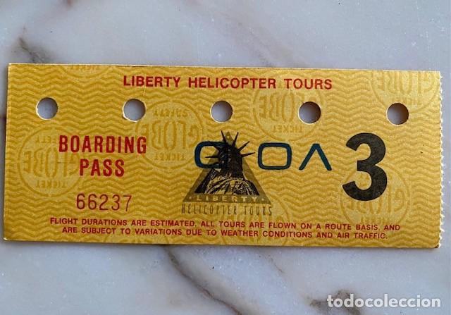 Coleccionismo billetes de transporte: BOARDING PASS LIBERTY HELICOPTER TOUR MANHATTAN NEW YORK CITY 1990