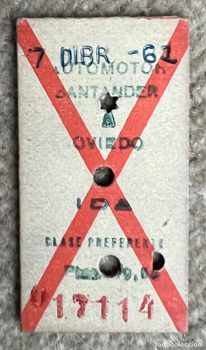 Collectables Transport Tickets: Billete edmonson. Tren, ferrocarril Automotor Santander a Oviedo (Ida) - Clase preferente