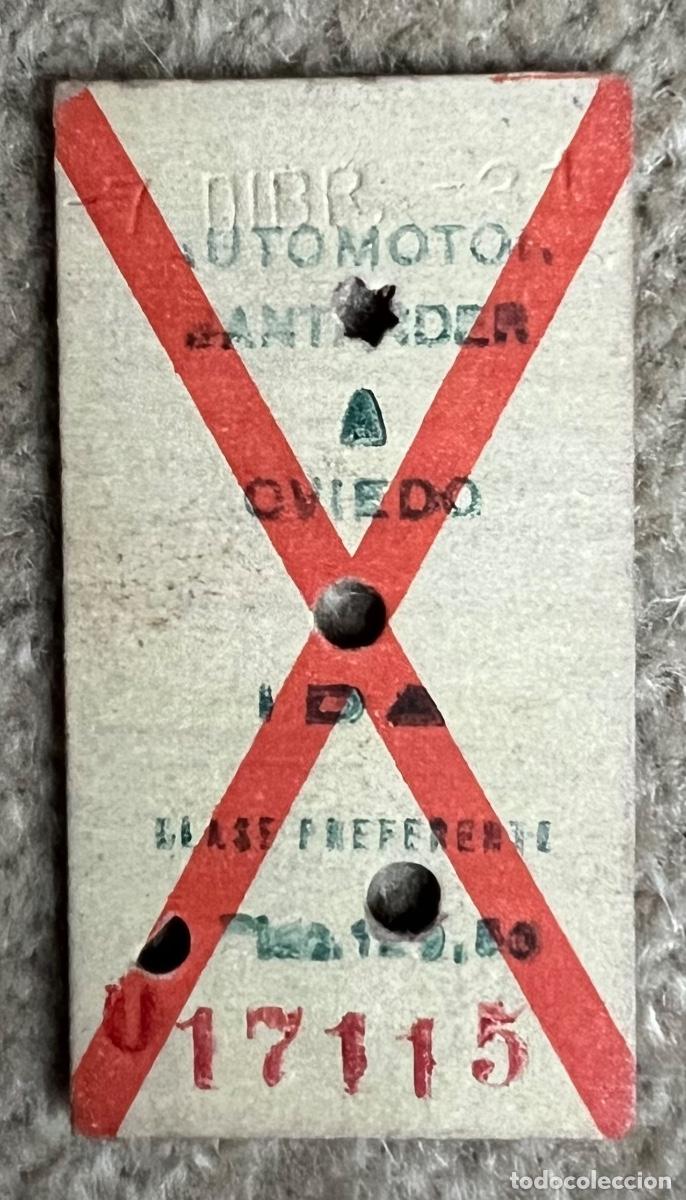 Collectables Transport Tickets: Billete edmonson. Tren, ferrocarril Automotor Santander a Oviedo (Ida) - Clase preferente