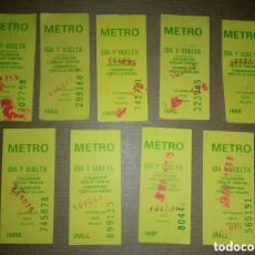 Coleccionismo Billetes de transporte: BILLETES METRO MADRID IDA Y VUELTA AMARILLOS CON LETRAS EN VERDE