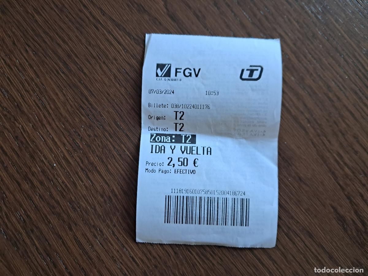 Coleccionismo Billetes de transporte: ticket, billete de transporte, FGV, ferrocarriles generalidat Valenciana, a&ntilde;o 2024
