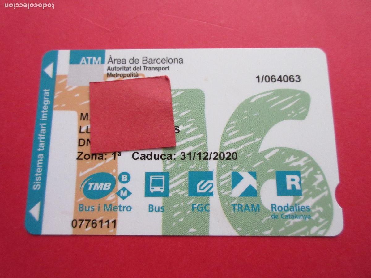 Coleccionismo Billetes de transporte: TARJETA T-16 CADUCA 2020 LOGO TRASERO AMB