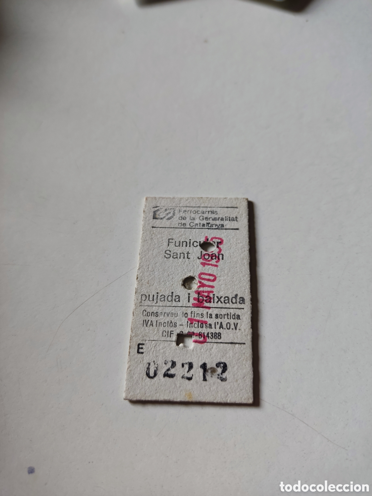 Coleccionismo Billetes de transporte: Ticket ferrocarrils de Catalunya, funicular 1955?