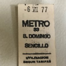 Coleccionismo Billetes de transporte: BILLETE DE METRO SANTO DOMINGO MADRID 1977