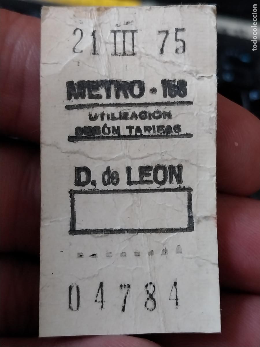 Sammeln von Fahrkarten: METRO MADRID 1975 BILLETE DIEGO LE&Oacute;N 4784 SOBADO 5,5 X 3CM