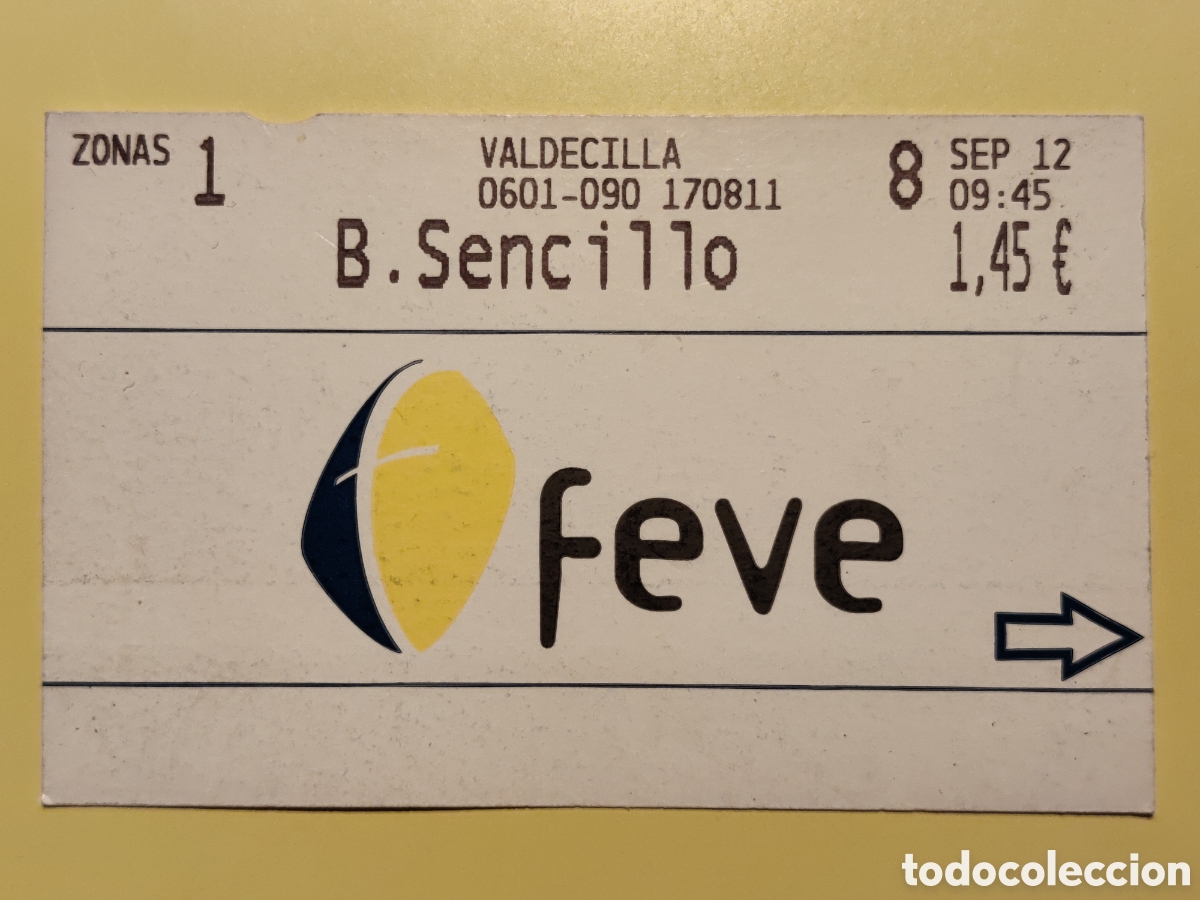 Coleccionismo billetes de transporte: Billete de FEVE - Foto 1