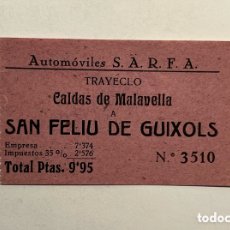 Coleccionismo Billetes de transporte: BILLETE AUTOBÚS, AUTOCAR. CALDAS DE MALAVELLA A SAN FELIU DE GUIXOLS (H.1948?)