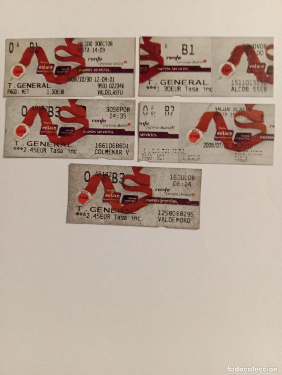 Colecionismos Bilhetes de Transporte: 5 BILLETES DE CERCAN&Iacute;AS MADRID ** NUEVOS SERVICIOS.** JULIO 2008 **