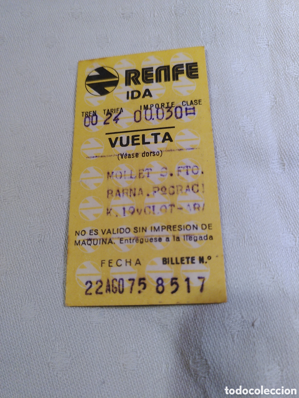 Coleccionismo Billetes de transporte: Billete de renfe 1975 - Ida y vuelta