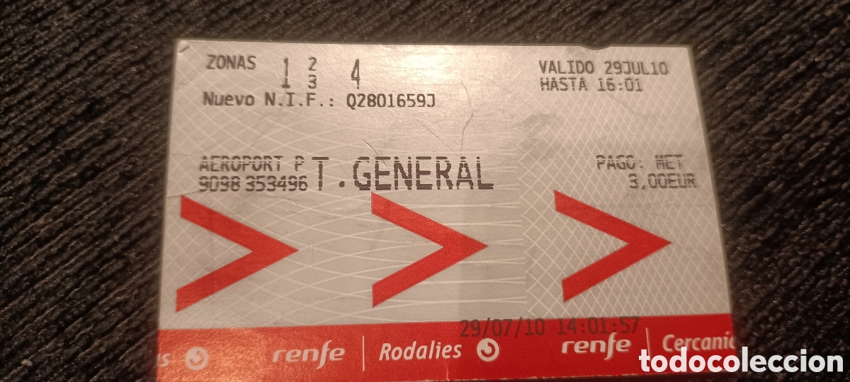 Coleccionismo Billetes de transporte: Billete aeropuerto Renfe 2010 Admito ofertas